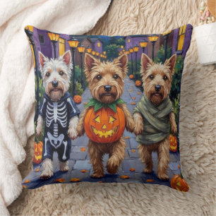 Wheaten Terrier Dogs In Halloween Cotumes Throw Pillow