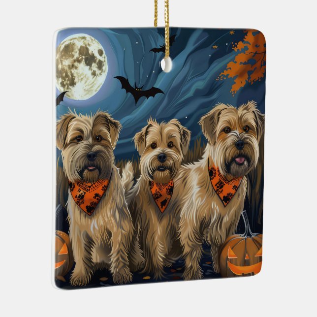 Wheaten Terrier Halloween Spooky Ceramic Ornament (Right)