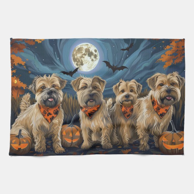 Wheaten Terrier Halloween Spooky Kitchen Towel (Horizontal)