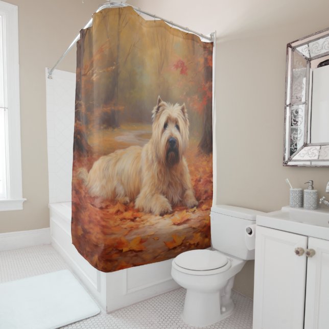 Wheaten Terrier in Autumn Leaves Fall Inspire  (In Situ)