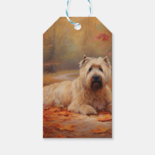 Wheaten Terrier in Autumn Leaves Fall Inspire  Gift Tags