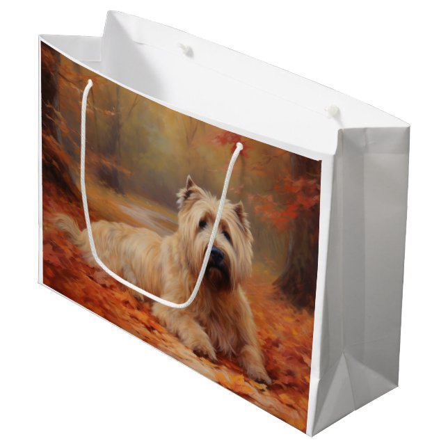 Wheaten Terrier in Autumn Leaves Fall Inspire  Large Gift Bag (Front Angled)