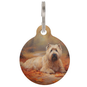 Wheaten Terrier in Autumn Leaves Fall Inspire  Pet Tag