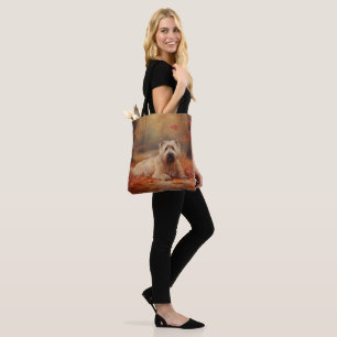 Wheaten Terrier in Autumn Leaves Fall Inspire  Tote Bag