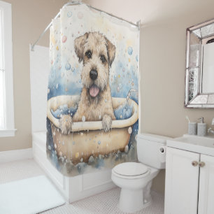 Wheaten Terrier In Bathtub Watercolor Dog Art