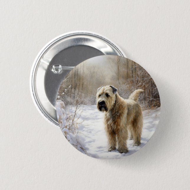 Wheaten Terrier Let It Snow Christmas  2 Inch Round Button (Front & Back)
