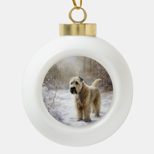 Wheaten Terrier Let It Snow Christmas  Ceramic Ball Christmas Ornament (Front)