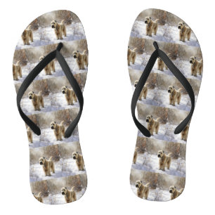 Wheaten Terrier Let It Snow Christmas Flip Flops