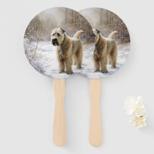 Wheaten Terrier Let It Snow Christmas  Hand Fan (Front and Back)