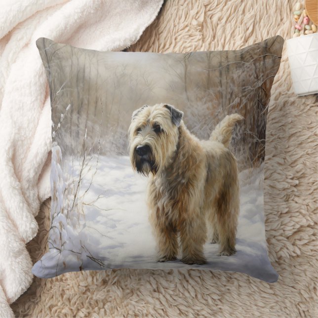 Wheaten Terrier Let It Snow Christmas  Throw Pillow (Blanket)
