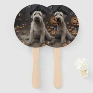 Wheaten Terrier Pumpkins Halloween Scary Hand Fan