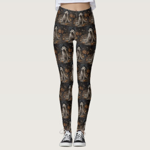 Wheaten Terrier Pumpkins Halloween Scary Leggings