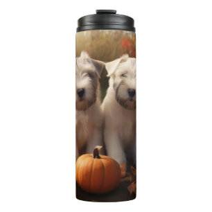 Wheaten Terrier Puppy Autumn Delight Pumpkin Thermal Tumbler