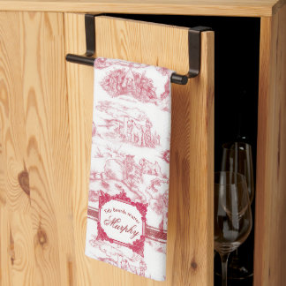 WHEATEN Terrier Red Toile Kitchen Towel