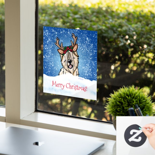 Wheaten Terrier Reindeer Window Cling (Office)