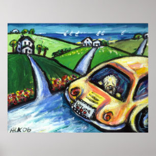 wheaten terrier summer car ride poster