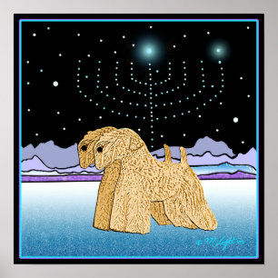 "Wheaten Terriers at Chanukah" Poster