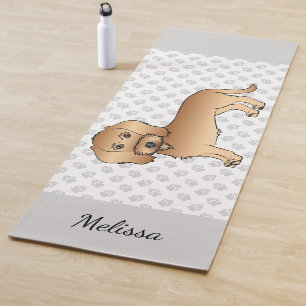 Wheaten Wire Haired Dachshund Cartoon Dog And Name Yoga Mat