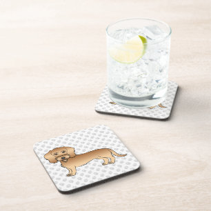 Wheaten Wire Haired Dachshund Cartoon Dog And Paws Coaster