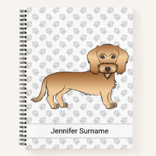 Wheaten Wire Haired Dachshund Cartoon Dog And Paws Notebook
