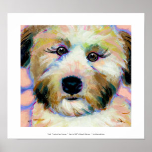 Wheatens Mean Business fun unique dog art painting Poster