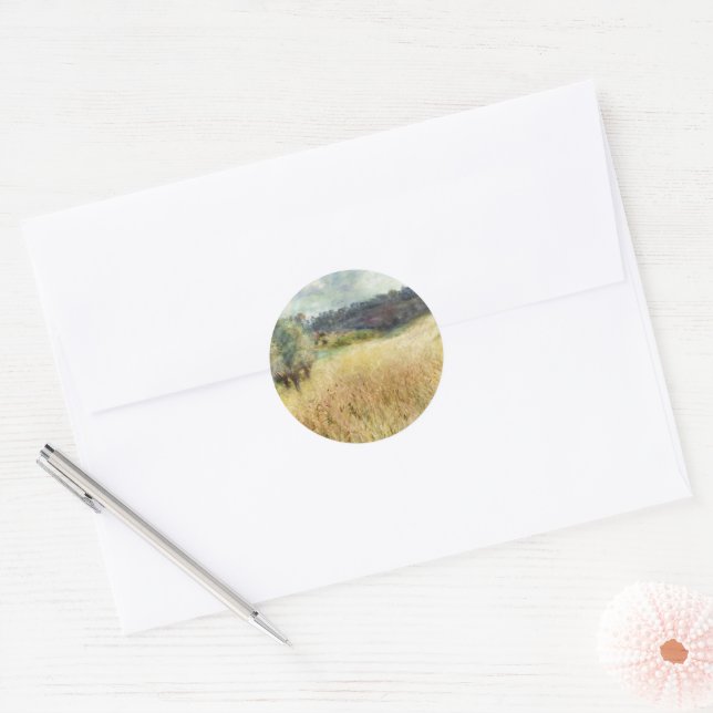 Wheatfield by Auguste Renoir Classic Round Sticker (Envelope)