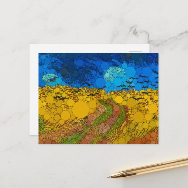  Wheatfield with Crows by After Vincent van Gogh Holiday Postcard (Front/Back In Situ)