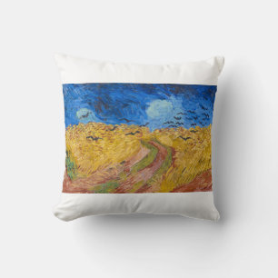 Wheatfield with Crows by Vincent van Gogh Throw Pillow