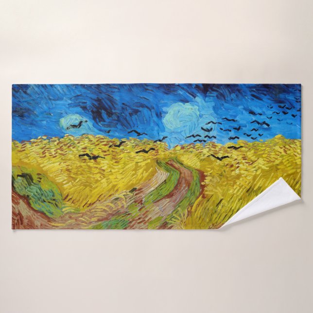 Wheatfield with Crows, Van Gogh Bath Towel (Bath Towel)
