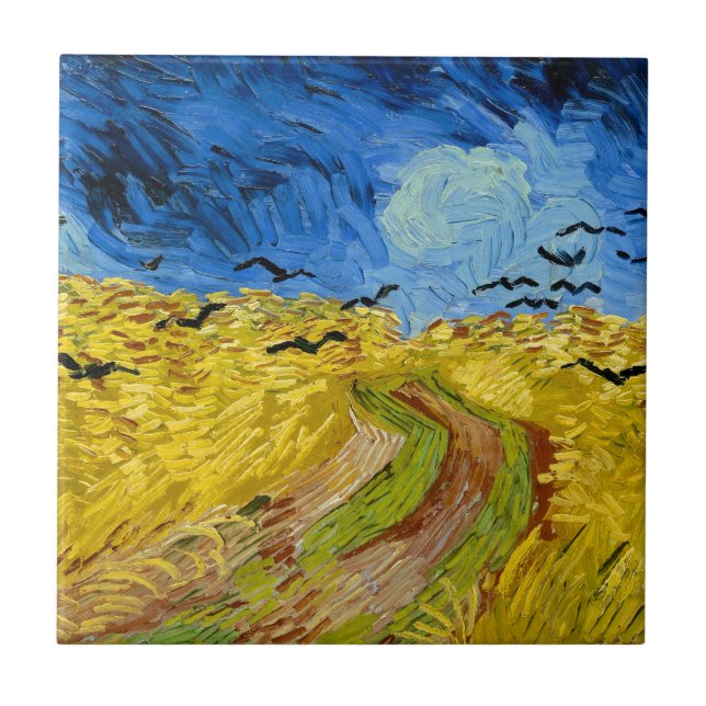 Wheatfield with crows - Vincent Van Gogh (1890) Tile (Front)