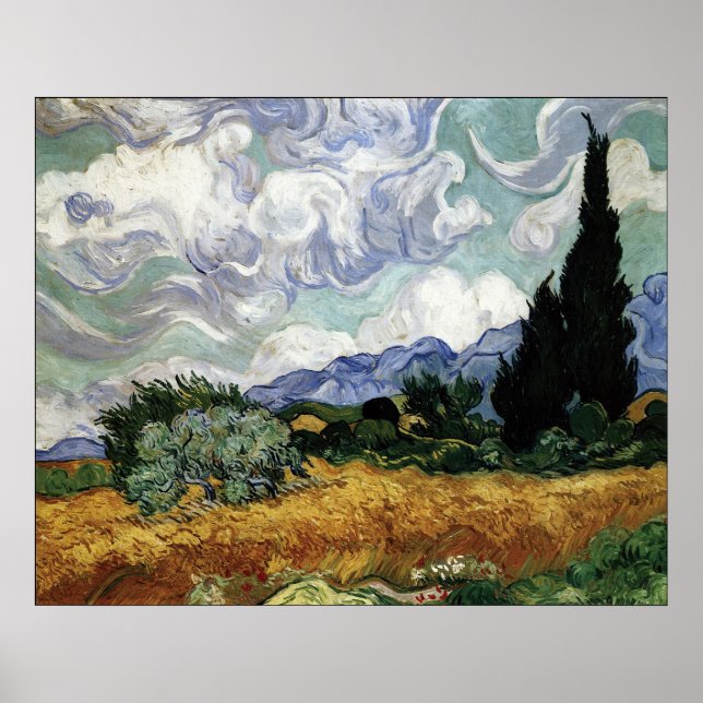 Wheatfield with Cypresses Poster (Front)