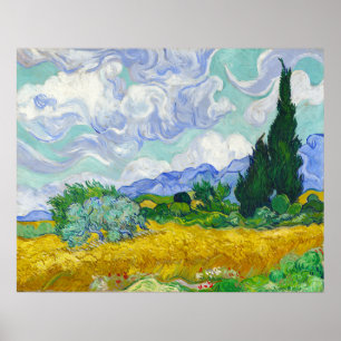 Wheatfield with Cypresses, Vincent Van Gogh Poster