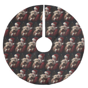 Wheaton Terrier With Santa Claus Festive Christmas Brushed Polyester Tree Skirt