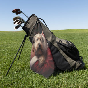 Wheaton Terrier With Santa Claus Festive Christmas Golf Towel