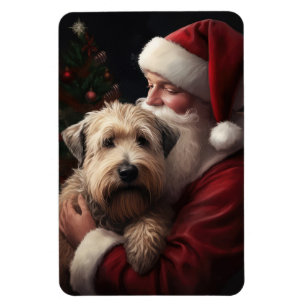 Wheaton Terrier With Santa Claus Festive Christmas Magnet