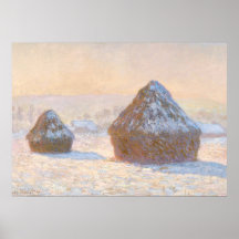 Wheatstacks, Snow Effect, Morning