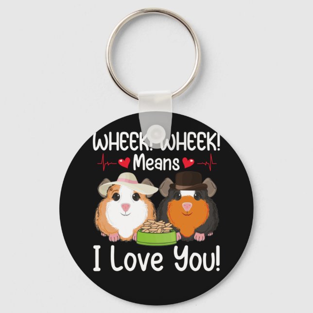 Wheek I Love You Guinea Pig Valentine Keychain (Front)
