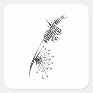 Wheel Black White Abstract Tribal Tattoo Art Square Sticker