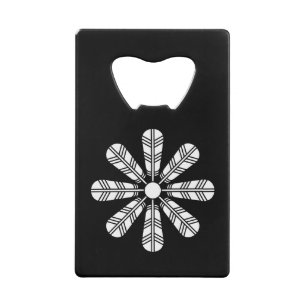 Wheel of eight hawk feathers credit card bottle opener