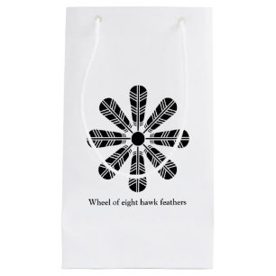Wheel of eight hawk feathers small gift bag