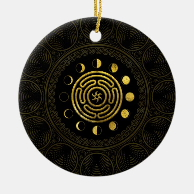 Wheel of Hecate and Moons Ceramic Ornament (Front)