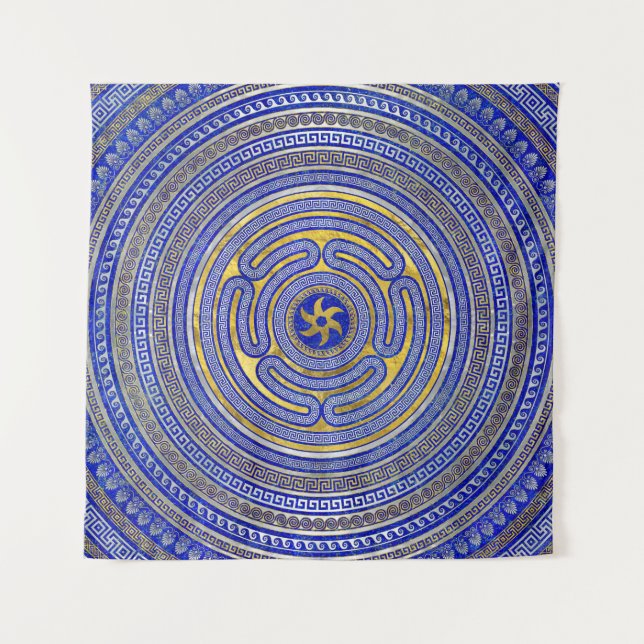 Wheel of Hecate Greek Key Ornament Tapestry (Front)
