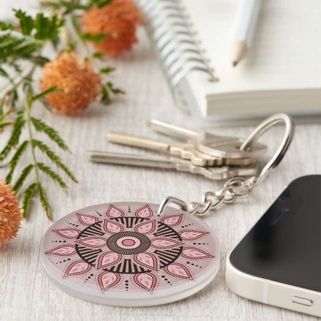 Wheel Of Life Mandala Keychain (Front Right)