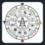 Wheel of the Year Zodiac Sabbats Runes Square Sticker<br><div class="desc">This Pagan Wheel of the year depicts the 8 Holy Days or Sabbats with the Zodiac Signs and Elder Furtharc Runes and the Four Elements.</div>