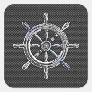 Wheel on Carbon Fibre style Square Sticker
