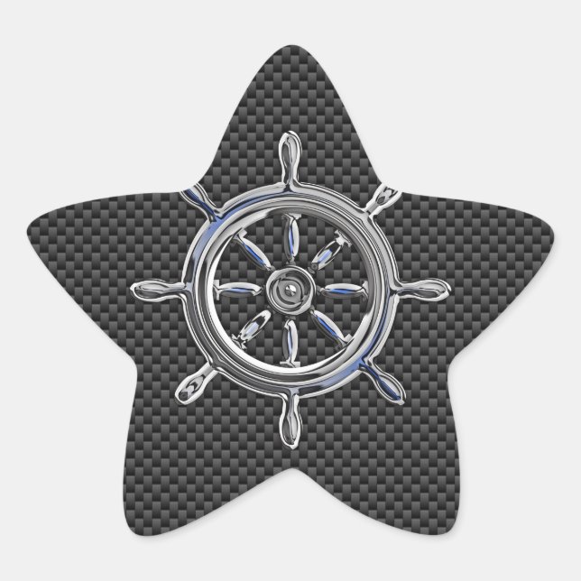 Wheel on Carbon Fibre style Star Sticker (Front)