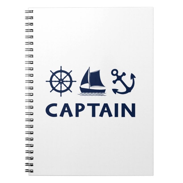 Wheel Sailboat Anchor Captain Dark Blue Notebook (Front)