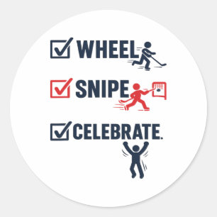 Wheel Snipe Celebrate Hockey Slang Checklist Desig Classic Round Sticker