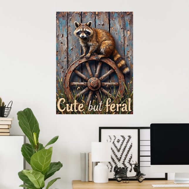 Wheel Watcher: A Raccoon's Perch Poster (Home Office)