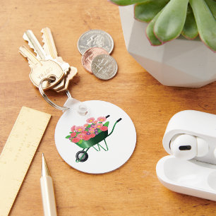 Wheelbarrow Full Of Flowers Keychain